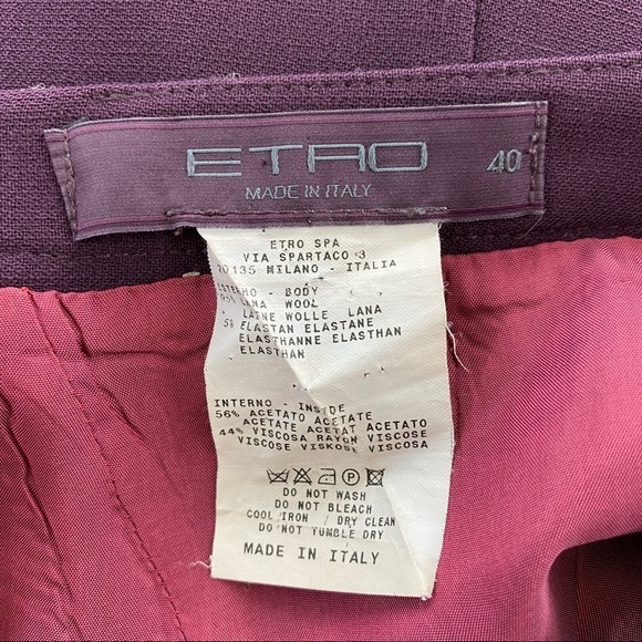 ETRO Purple Wool Blend Knee Length Pencil Skirt - Picture 3 of 5